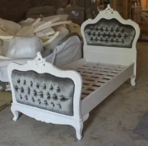 Daabadi Furniture Wholesale Classic French Provincial Bed Queen-Size White Duco Mahogany
