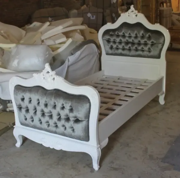 Daabadi Furniture Wholesale Classic French Provincial Bed Queen-Size White Duco Mahogany