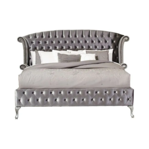 Daabadi Furniture Wholesale Classic French Provincial Bed Super King-Size Gray Painted Mahogany