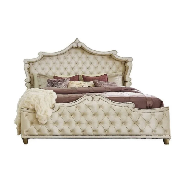 Daabadi Furniture Wholesale Classic French Vintage Bed Super King-Size White Painted Mahogany