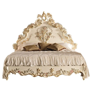 Daabadi Furniture Wholesale Classic French Vintage Bed Super King-Size White Painted Mahogany