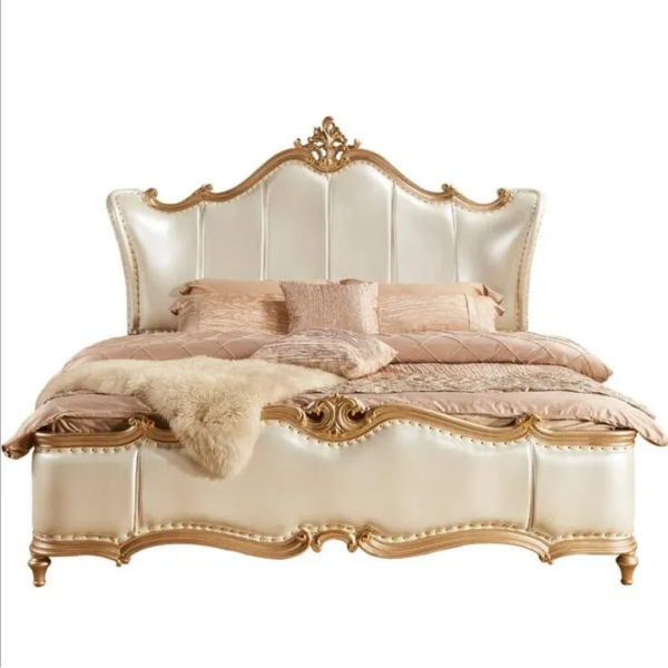 Daabadi Furniture Wholesale Classic French Victorian Bed Super King-Size Gold Painted Mahogany