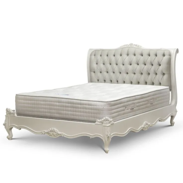 Daabadi Furniture Wholesale Classic French Colonial Bed Super King-Size Beige Painted Mahogany