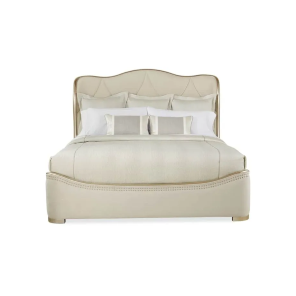 Daabadi Furniture Wholesale Classic French Reproduction Bed Super King-Size Champagne Painted Mahogany