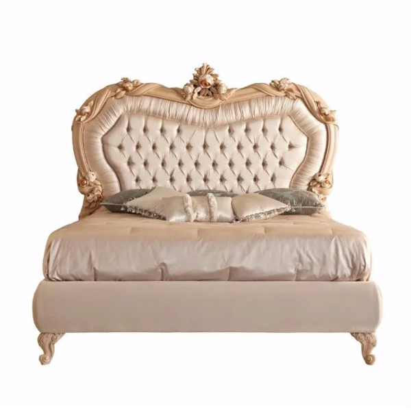 Daabadi Furniture Wholesale Classic French Antique Bed Super King-Size Gold Painted Mahogany