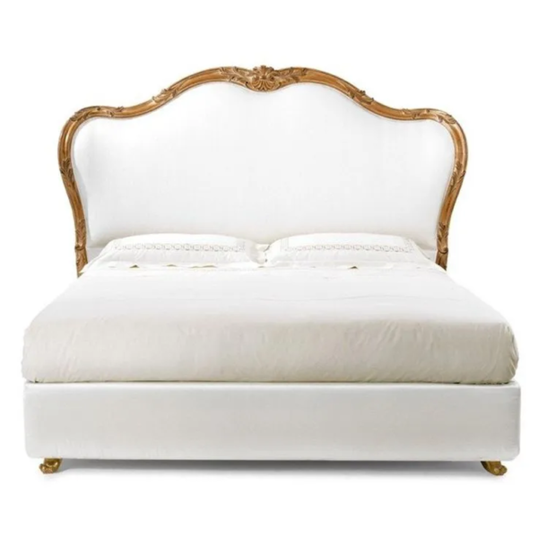 Daabadi Furniture Wholesale Classic French Reproduction Bed Super King-Size Gold Painted Mahogany