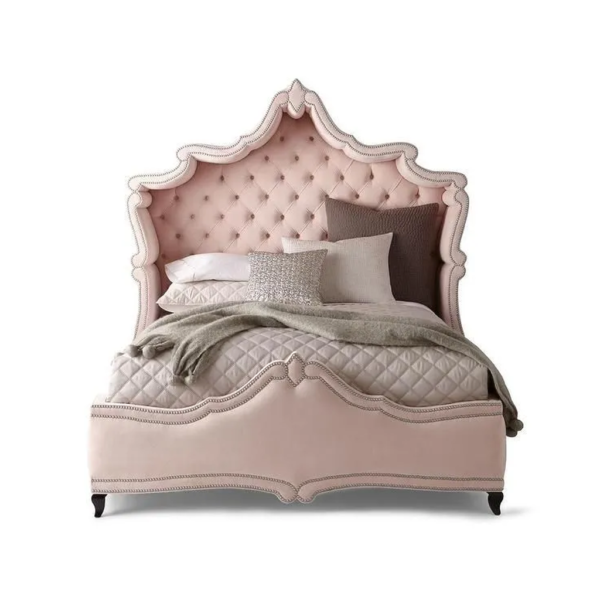 Daabadi Furniture Wholesale Classic French Victorian Bed Super King-Size Pink Painted Mahogany