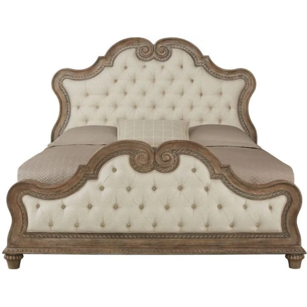 Daabadi Furniture Wholesale Classic French Antique Reproduction Bed Super King-Size Walnut Painted Mahogany