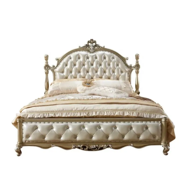 Daabadi Furniture Wholesale Classic French Reproduction Bed Super King-Size Gold Painted Mahogany