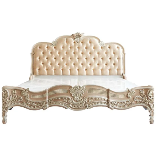 Daabadi Furniture Wholesale Classic French Provincial Bed Super King-Size Gold Painted Mahogany
