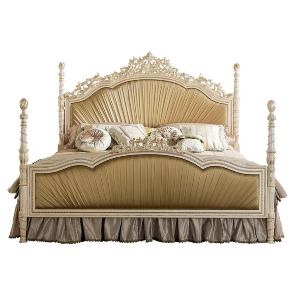 Daabadi Furniture Wholesale Classic French Victoria Bed Super King-Size Beige Painted Mahogany