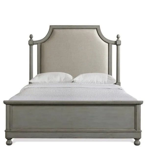 Daabadi Furniture Wholesale Classic French Vintage Bed Super King-Size Gray Painted Mahogany