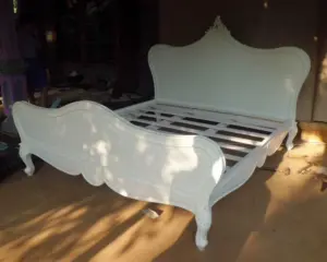 Daabadi Furniture Wholesale Classic Fench Provincial Bed Queen-Size White Duco Mahogany