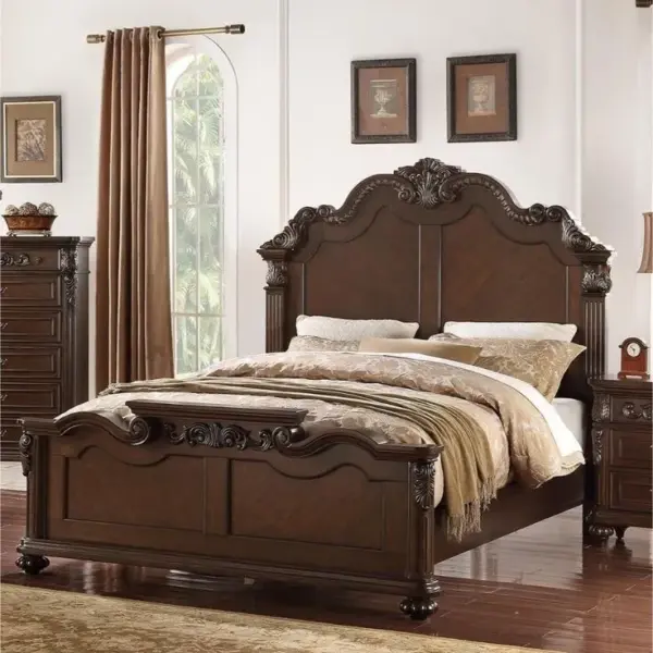 Daabadi Furniture Wholesale Classic Antique Bed King-Size Brown Mahogany