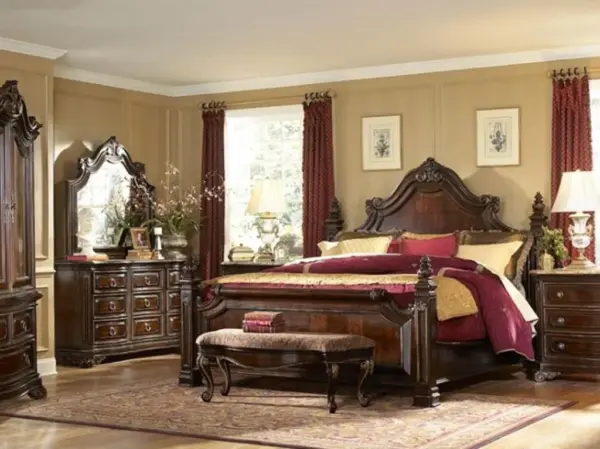 Daabadi Furniture Wholesale Classic Fench Provincial Bed Queen-Size Brown Mahogany