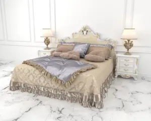 Daabadi Furniture Wholesale Classic Fench Provincial Bed Queen-Size White Duco Mahogany