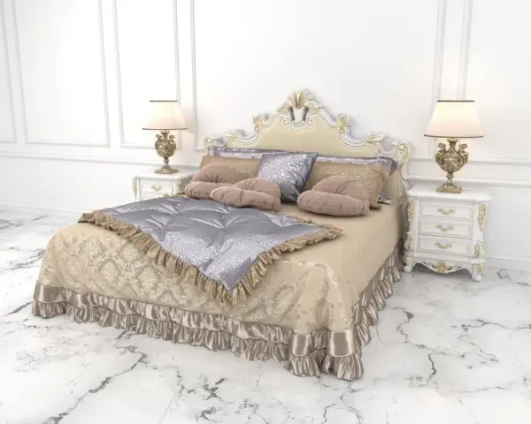 Daabadi Furniture Wholesale Classic Fench Provincial Bed Queen-Size White Duco Mahogany