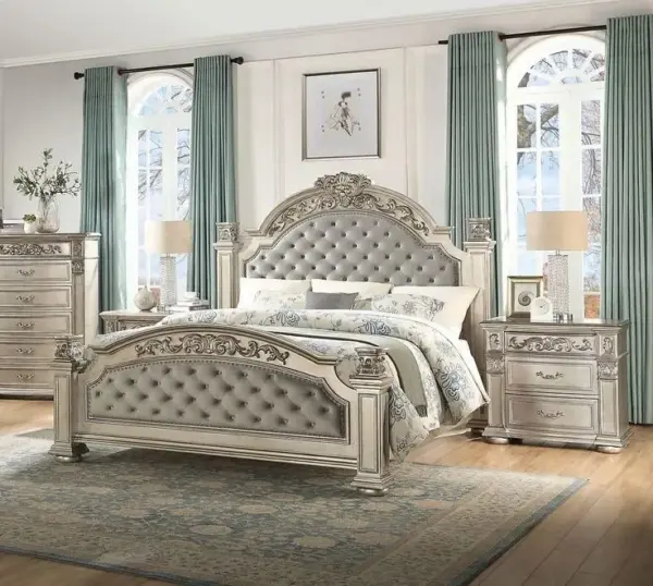 Daabadi Furniture Wholesale Classic Antique French Bed Super King-Size White Duco Mahogany