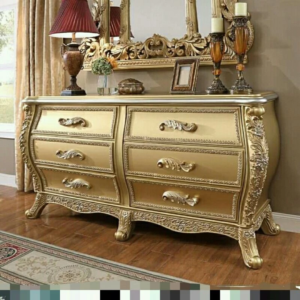 Classic French Bed - Metalic Antique Gold Mahogany - 9