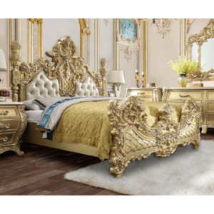 Classic French Bed - Metalic Antique Gold Mahogany - 9