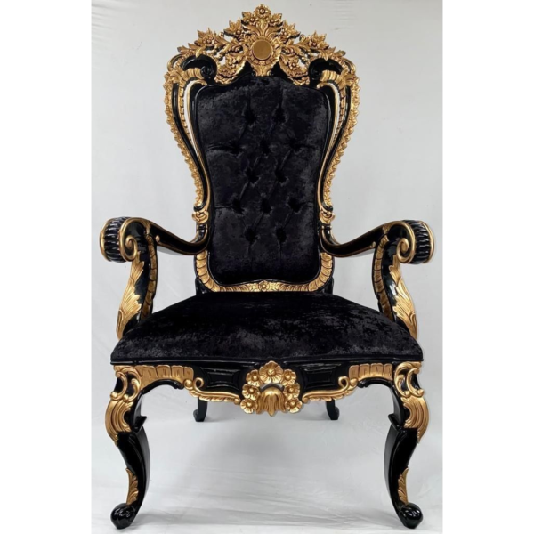 Black Velvet and Gold Dining Chair - Baroque Style by Daabadi Furniture wholesaler