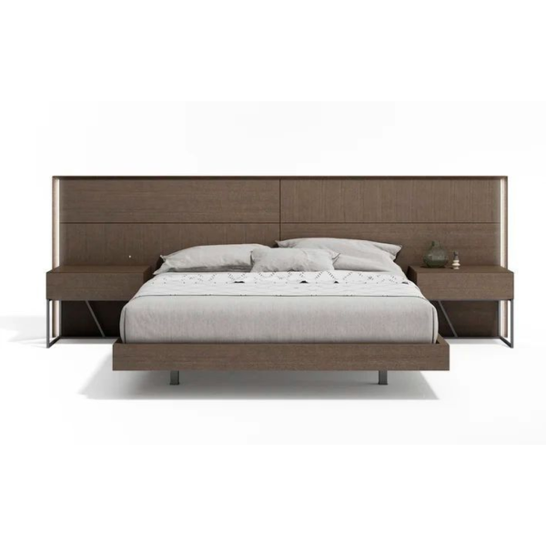 Brown Wood Mid-Century Modern Bed Frame