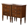 Brown wood mid-century bedside table with three drawers
