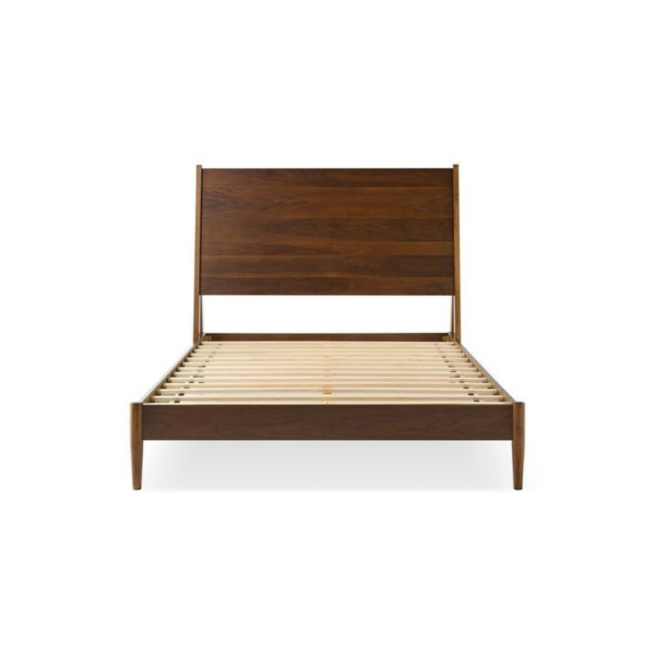 Brown wooden bed frame with minimalist design