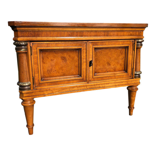 Brown wooden bedside table with classic design