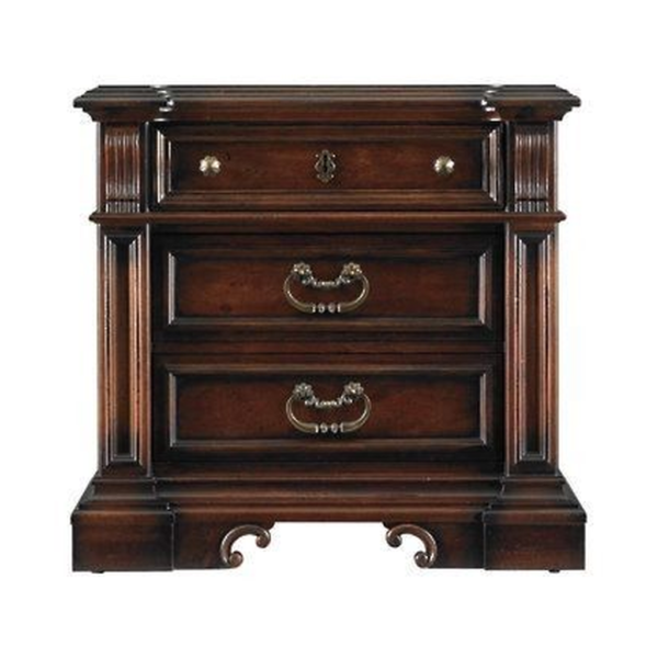 Classic Antique Nightstand with Three Drawers