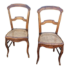 Classic Antique Wood Dining Chair with Rattan Seat