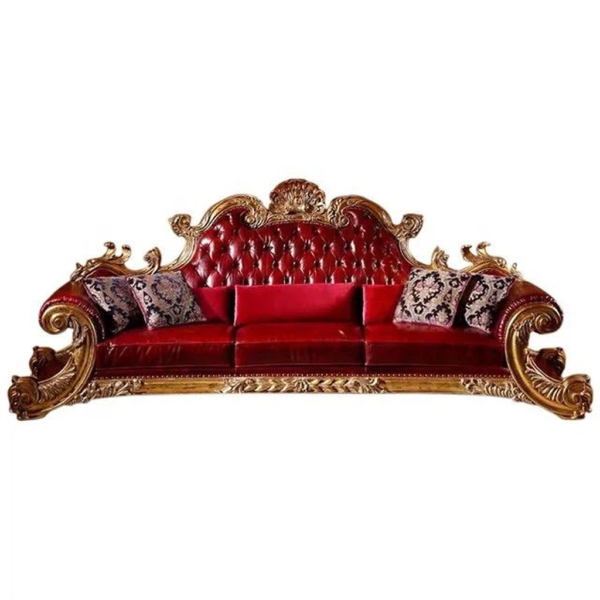 Classic Baroque Sofa in Red and Gold