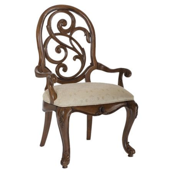 Classic Carved Armchair Sofa with Upholstered Seat