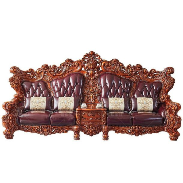 Classic Carved Sofa with Ornate Wood Frame