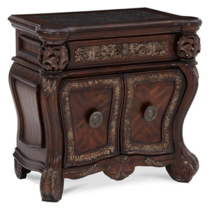 Classic Carved Wood Bedside Table