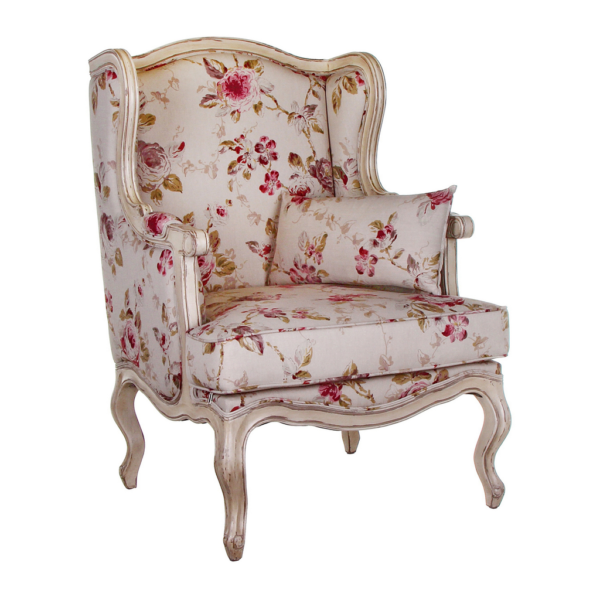 Classic floral upholstered wingback sofa by Daabadi Furniture wholesaler