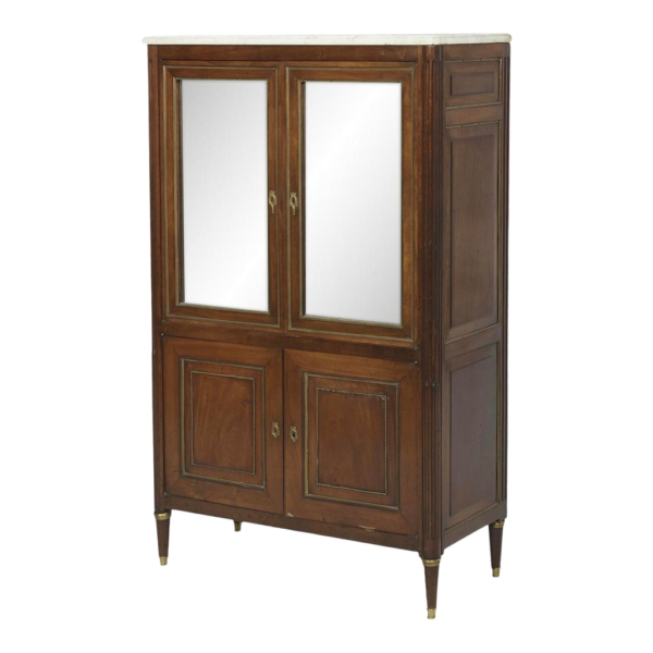 Classic French Wood Armoire with Marble Top