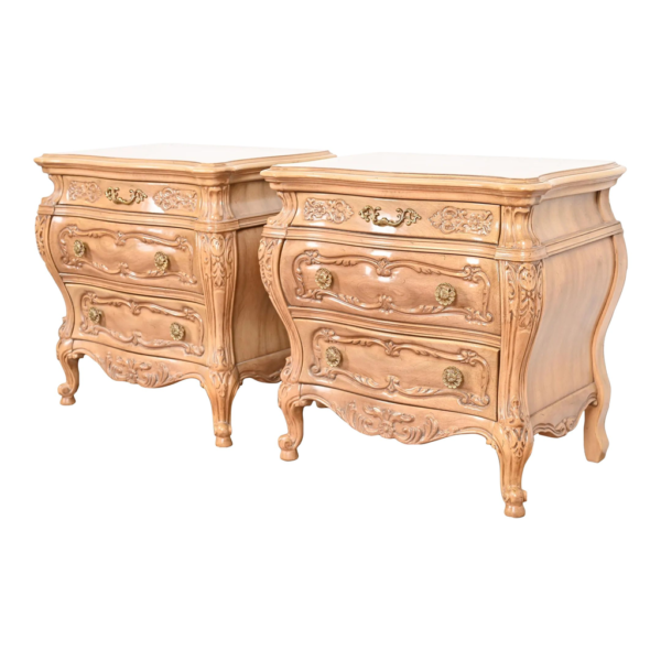 Classic French Carved Wood Bedside Table