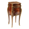 Classic French Louis XV style bedside table with marble top and wood inlay