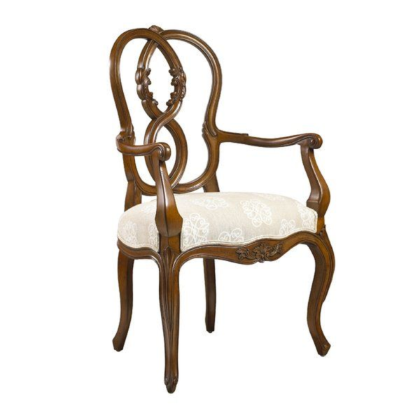 Classic French Style Armchair Sofa with Carved Details