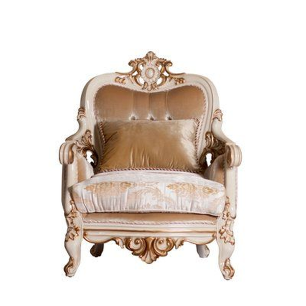 Classic French Beige Linen Carved Sofa