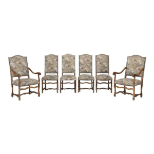 Classic French Style Dining Chair Set with Floral Upholstery