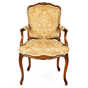 Classic French Style Sofa with Carved Wood Frame and Beige Fabric