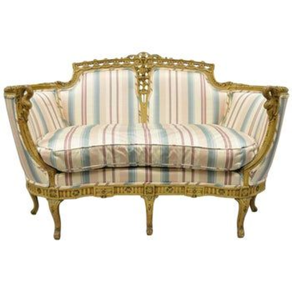 Classic French Style Gold and Beige Sofa