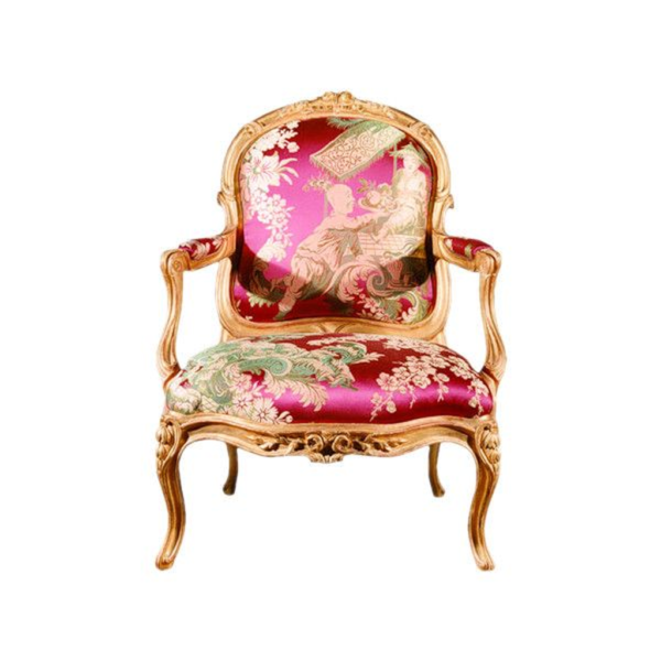 Classic French Style Sofa with Carved Wood Frame