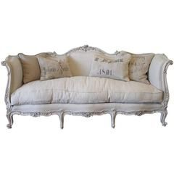 Classic French Style Beige Linen Sofa