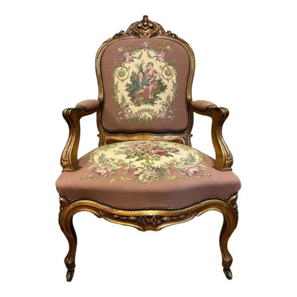 Classic French Style Sofa with Floral Upholstery
