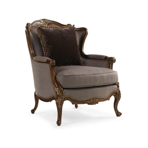 Classic French Style Beige Linen Sofa with Wood Frame