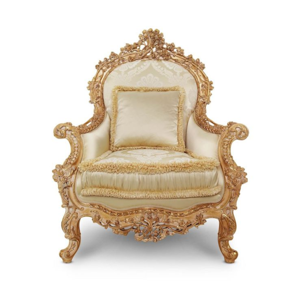 Classic French Style Beige Linen Sofa with Wood Frame