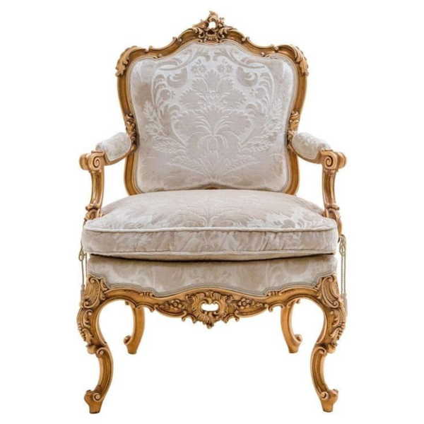 Classic French Style Beige Linen Sofa with Wood Frame